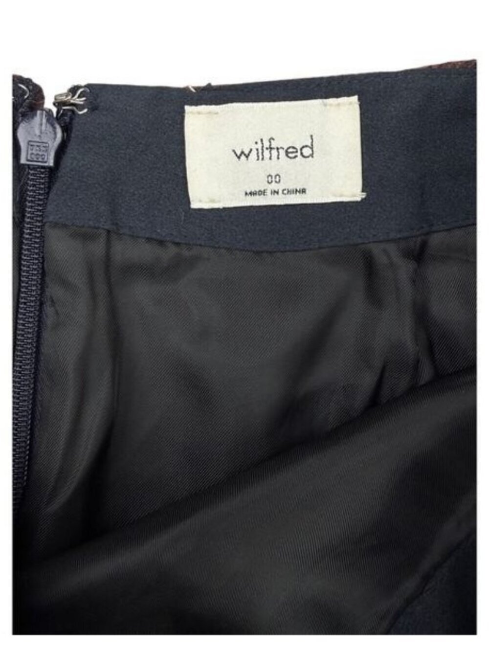 WILFRED Aritzia Classic Mini Skirt in Navy Rust Fade Plaid Sz 00 - Picture 4 of 6